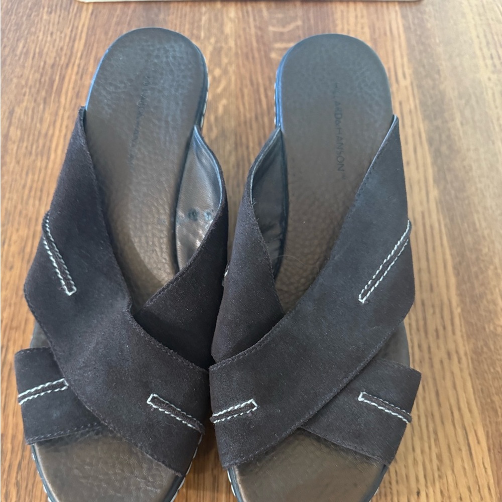 Hillard & Hanson Black Wedge Sandals